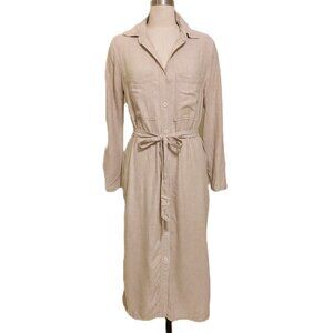 Finery London Beige Linen Shirt Dress SZ S